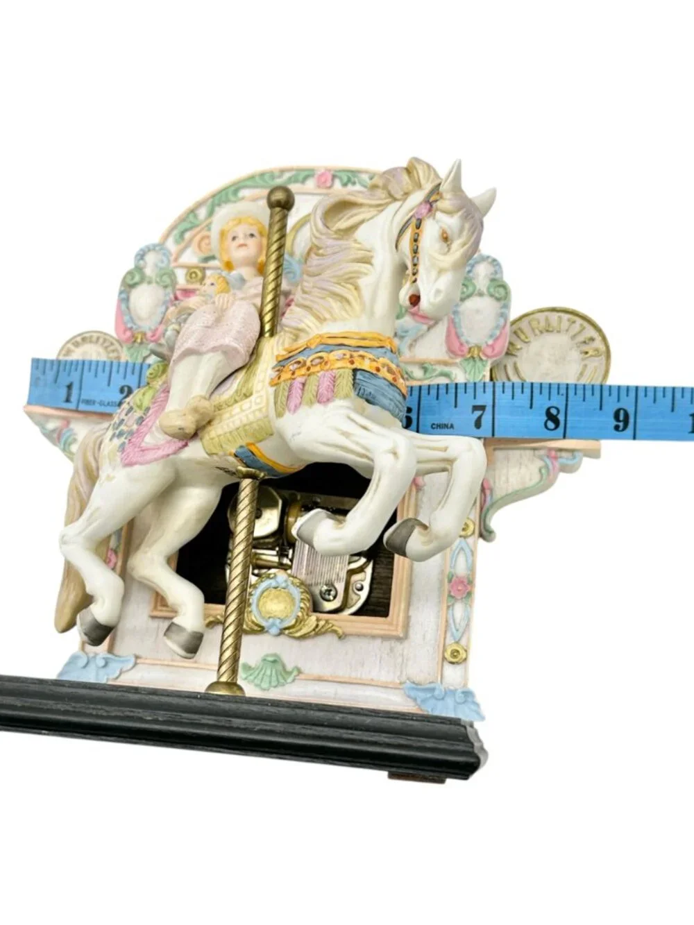 Willitts Designs 1987 Carousel Horse Music Box Figurine With Girl & Doll Pastels